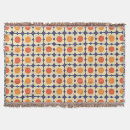 Retro 70s Scandi Flowers - Orange on Navy Blue Filt