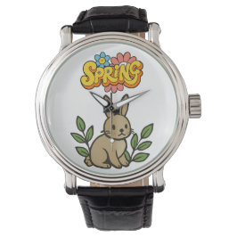 Retro 70s Spring Bunny Graphic Design Armbandsur