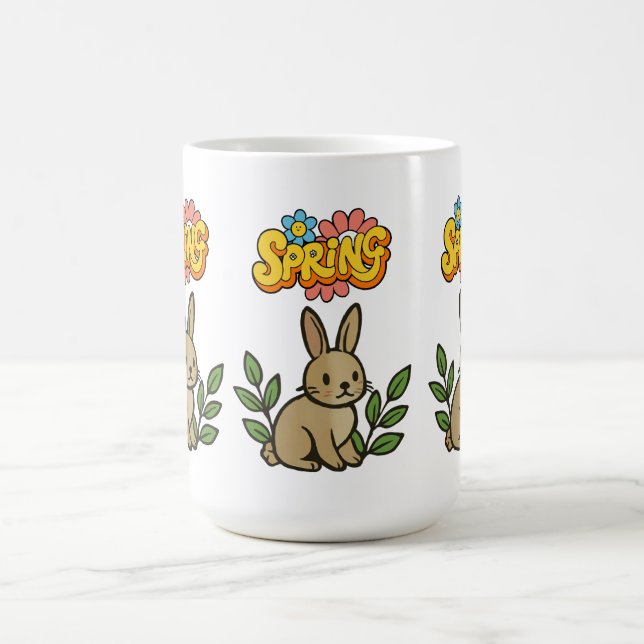 Retro 70s Spring Bunny Graphic Design Kaffemugg (Center)