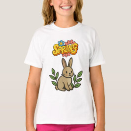Retro 70s Spring Bunny Graphic Design T Shirt