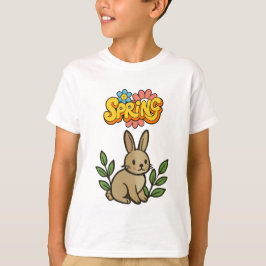 Retro 70s Spring Bunny Graphic Design T Shirt