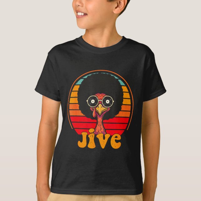 Retro 70s Turkey Jive Afro Thanksgiving Family Men T Shirt (Framsida)