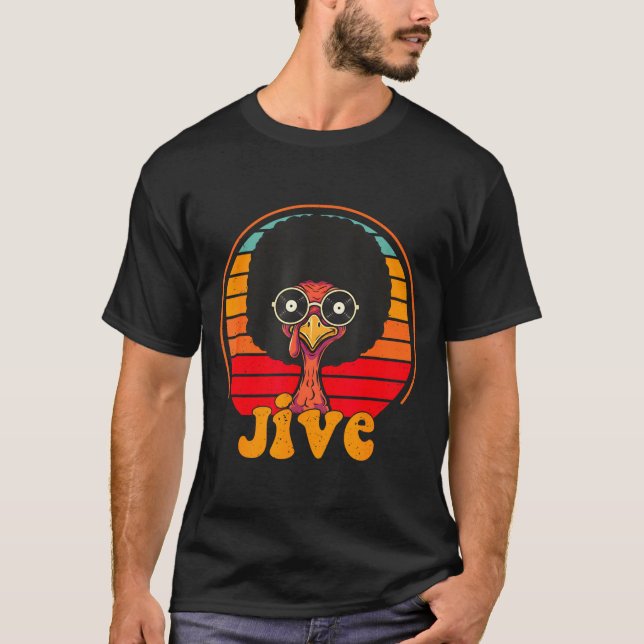 Retro 70s Turkey Jive Afro Thanksgiving Family Men T Shirt (Framsida)