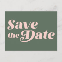 Retro 70s Typografi - Rosa och Grönt - spara datum