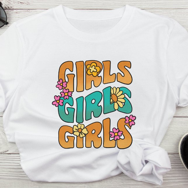 Retro 70's Typography ’Girls’ Basic T-shirt (Skapare uppladdad)