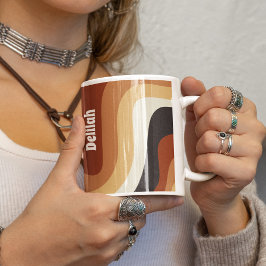 Retro 70s Vågigt Orange Groovy Personlig Hippie Kaffemugg