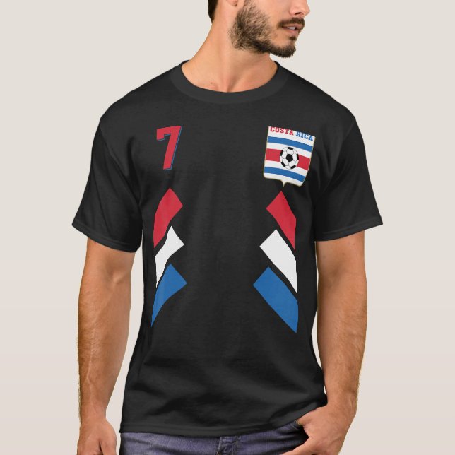 Retro 7 Costa Rica Soccer Cos T Shirt (Framsida)