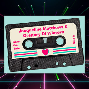 Retro 80 Music Mix Tape Spara datum Inbjudningar