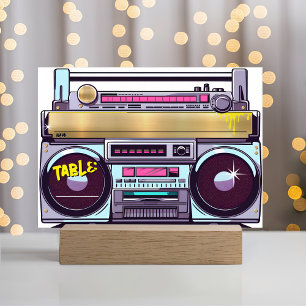 Retro 80:s 90:e Hip hop Colorful Boombox Bröllop Placeringskort