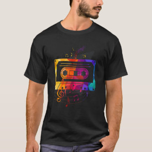 Retro 80:s 90:e Musik noter-kassettbandsblandninga T Shirt