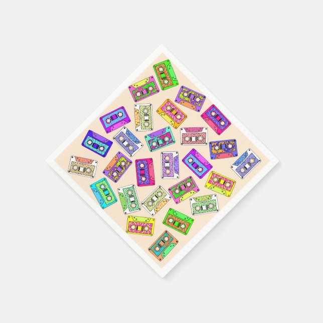 Retro 80:s 90 Neon Patterned Cassette-band Pappersservett (Hörn)