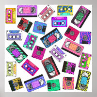 Retro 80:s 90 Neon Patterned Cassette-band