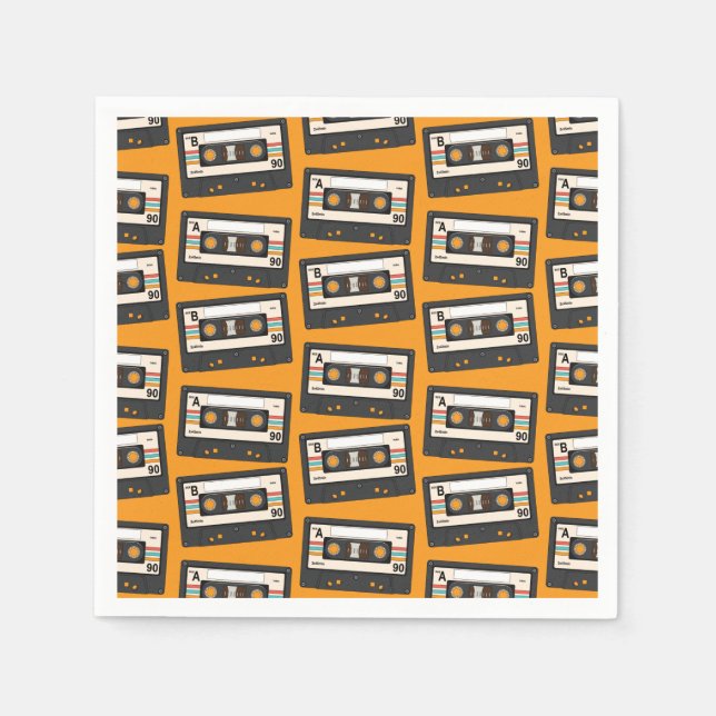 Retro 80:s 90-tums kassettbandssimulator-Födelseda Pappersservett (Framsidan)