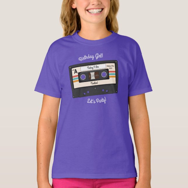 Retro 80:s 90-tums kassettbandssimulator-Födelseda T Shirt (Framsida)