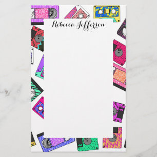 Retro 80:s 90's Neon Patterned Cassette-band Brevpapper