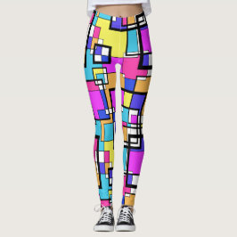 Retro 80:s geometriska färgfulla former leggings
