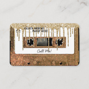 Retro 80:s Guld Glitter-bandkassettbandsblandning  Visitkort