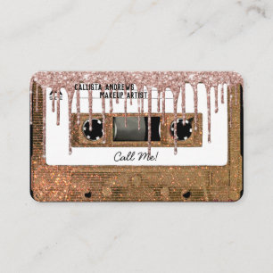 Retro 80:s Guld Glitter-bandkassettbandsblandning  Visitkort