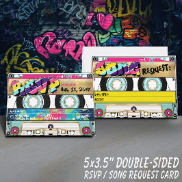 Retro 80:s Hip hop-Guld-kassettband Bröllop OSA Kort
