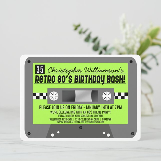 Retro 80:s inbjudningar till kassettbandspartier (Stående Fram)