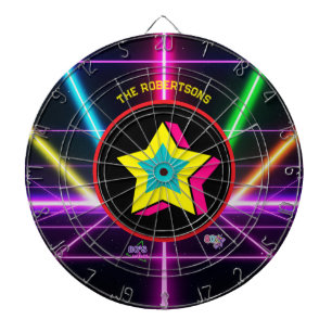 Retro 80:s Neon Party Vibes-familj Namn Darttavla