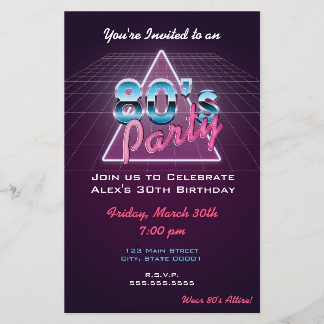 Retro 80:s Party Flyer (Framsida)