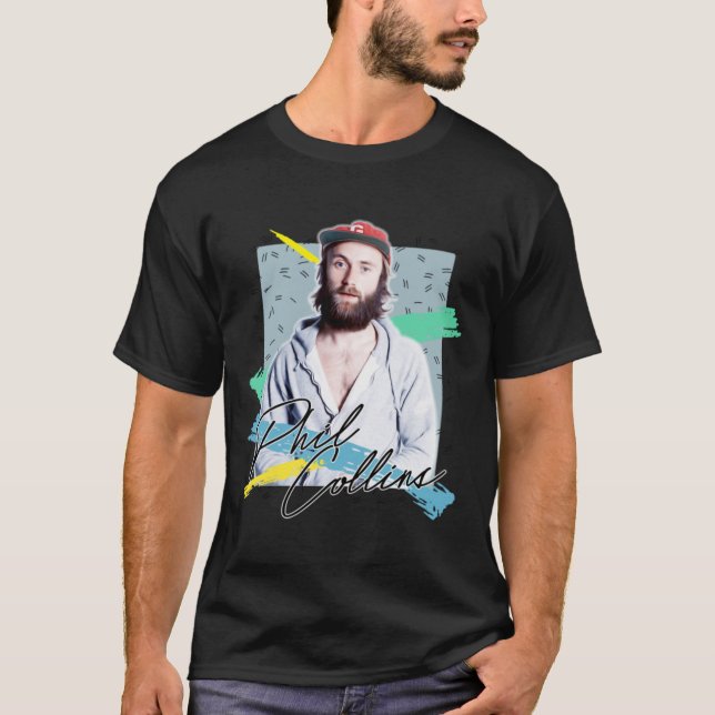 Retro 80 s Phil Collins Aesthetic Fläkt Art Design T Shirt (Framsida)