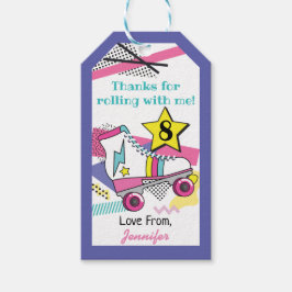 Retro 80:s Skate Party födelsedag Tack Presentetikett