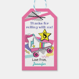 Retro 80:s Skate Party födelsedag Tack Presentetikett