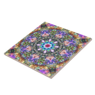 Retro 80:s Söt vintage Blommigt persian mandala   Kakelplatta