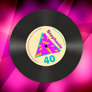 Retro 80-tal 30:e födelsedagen Party Faux Record Inbjudningar