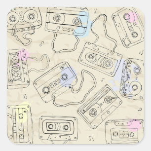 Retro 80-tal 90-tal Nostalgisk Kassettband Mixband Fyrkantigt Klistermärke