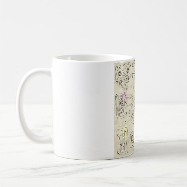 Retro 80-tal 90-tal Nostalgisk Kassettbandmixmönst Kaffemugg (Vänster)