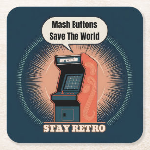 Retro, 80-tal Arcade Gaming Nerdy Humor Underlägg Papper Kvadrat