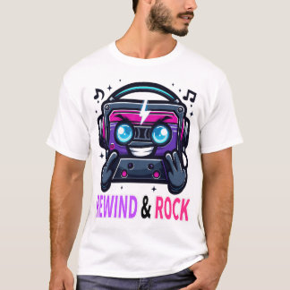 Retro 80-tal Cyberpunk Kassettmaskot Spola Rock Mu T Shirt
