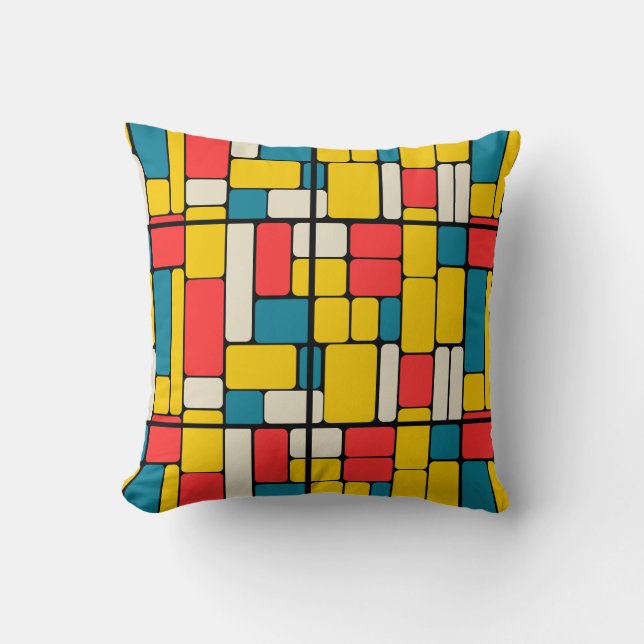 Retro 80-tal med fetstilt geometrisk modern ljusst kudde (Framsida)