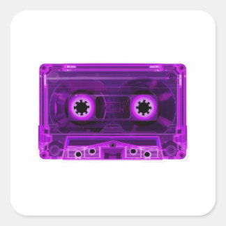 Retro 80-tal Neon Lila Genomskinlig Kassettband Di Fyrkantigt Klistermärke