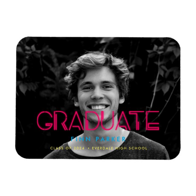 Retro 80-tal neon ljus Photo studenten Magnet (Horisontell)