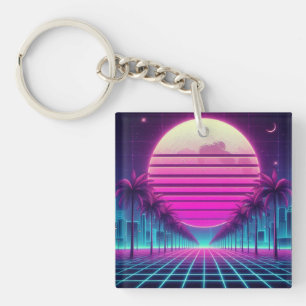 retro, 80-tal neon måne/handflatan