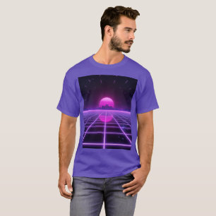 Retro 80-tal Neon Synthwave Grid Oändlighet Esteti T Shirt