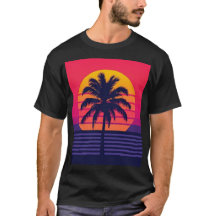 Retro 80-tal Solnedgång Palmträd Synthwave Konst