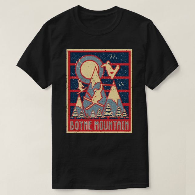 Retro 80-talet Boyne Mountain Ski Äventyr T Shirt (Design framsida)