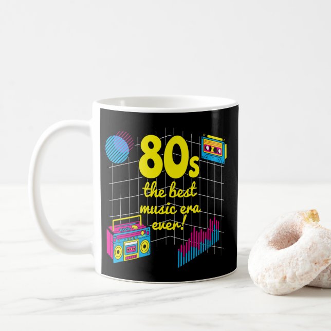 Retro 80-talet: den bästa musiktidsåldern någonsin kaffemugg (Med munk)
