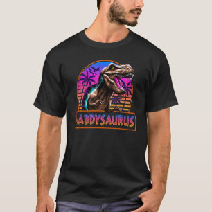 Retro 80-talet Färg Daddysaurus T Rex Dinosaur-fam Shirt