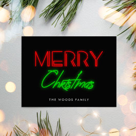 Retro 80-talet Neon ljus God jul Helg Vykort