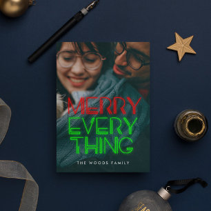 Retro 80-talet Neon Ljus Merry All Photo Julkort