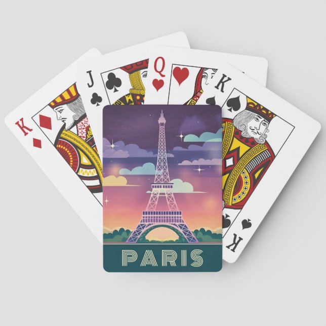 Retro 80-talet Neon Synthwave Eiffel Torn Paris Fr Casinokort (Baksidan)