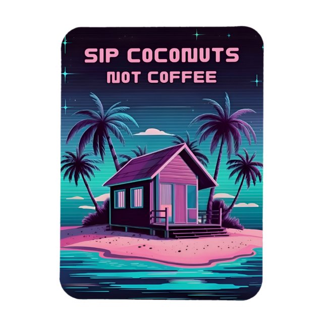 Retro-80-talet Neon Synthwave Tropical Island Somm Magnet (Vertikal)