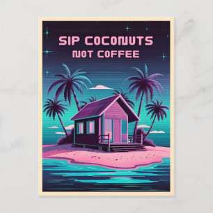 Retro-80-talet Neon Synthwave Tropical Island Somm Vykort