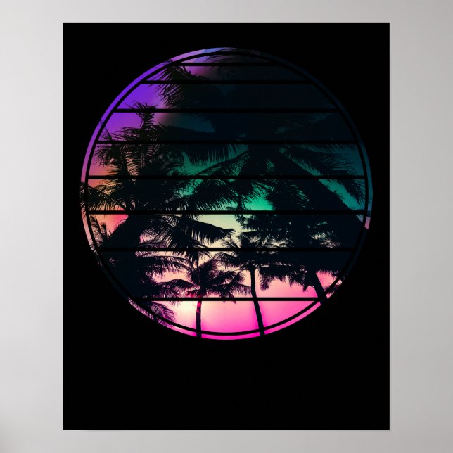 Retro 80-talets 90-sekundersdesign för Beach-Stil  Poster (Framsidan)